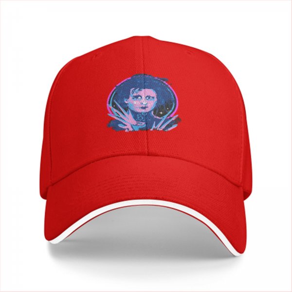 Black Baseball Cap With Neon Edward Scissorhands Portrait Print