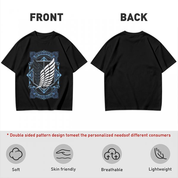 Olive T-Shirt With Attack on Titan Survey Corps Wings Print