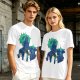 Olive Green Anime Graphic T-Shirt with Spiky Character Art