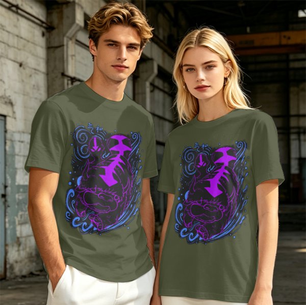Olive Green T-Shirt With Neon Purple Avatar The Last Airbender Art Print