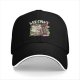 Black baseball cap with punk rock cat graphic design