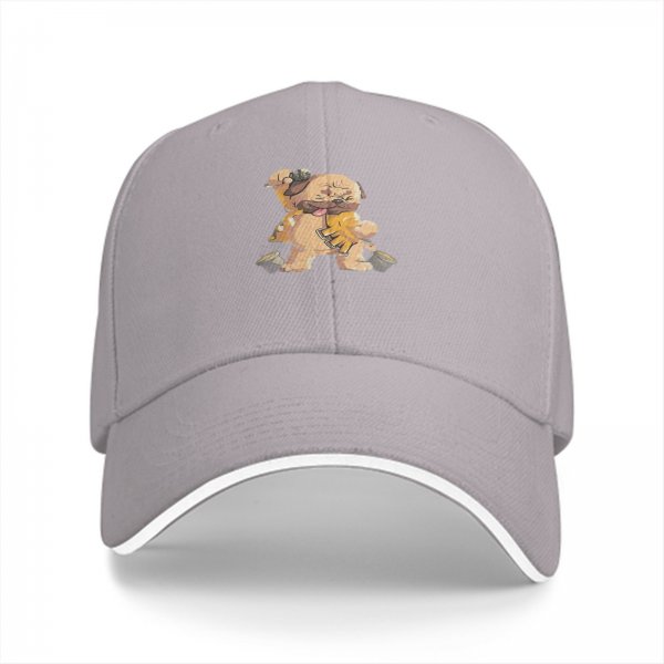 Black Baseball Cap With Cartoon Singing Pug Graphic