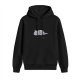 Black Hoodie with Lazy Sleeping Gray Cat Graphic