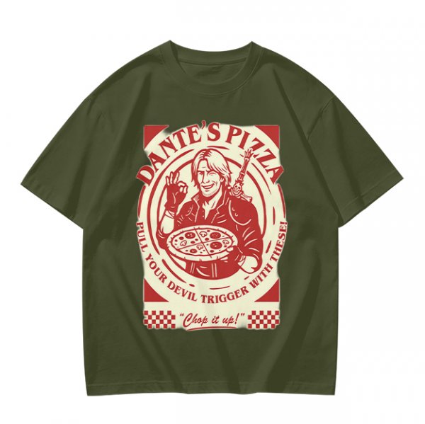 Dante's Pizza Devil Trigger Themed Graphic T-Shirt