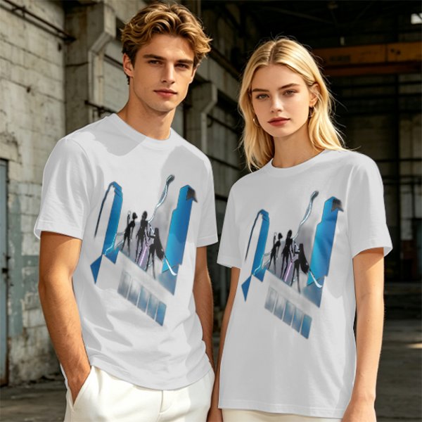 Olive Graphic T-Shirt With Futuristic Silhouette Figures Print