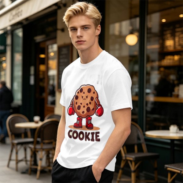 Olive T-Shirt With Angry Boxing Chocolate Chip Cookie Graphic