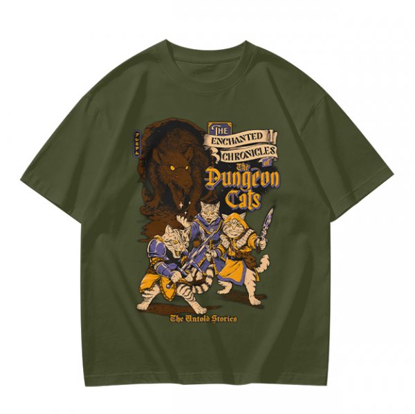 Dungeon Cats Enchanted Chronicles Fantasy Graphic T-Shirt