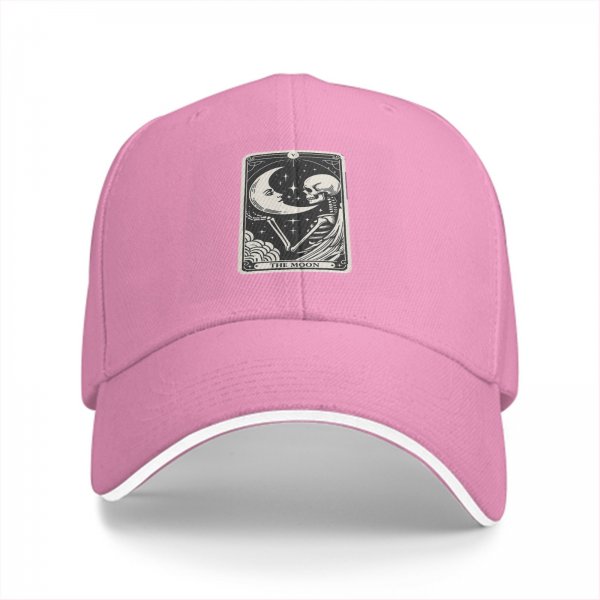 Black Baseball Cap With The Moon Tarot Card Skeleton Design