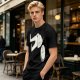 Olive T-Shirt With Surprised Cartoon Figure And Separate Face Print
