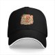 Black baseball cap with giant hot kaiju destroying city graphic