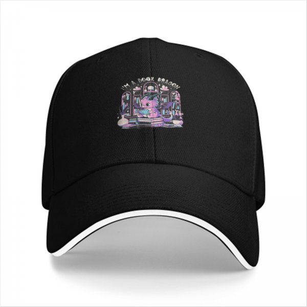 I'm a Book Dragon Baseball Cap with Cute Dragon Reading Art