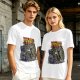 Olive graphic t-shirt with Back to the Trash raccoon design
