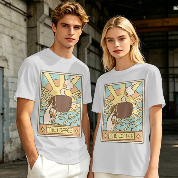 Oversized Dark Green T-Shirt With The Coffee Tarot Card Style Print
