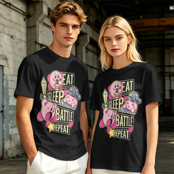 Eat Sleep Battle Repeat Kirby Graphic T-Shirt