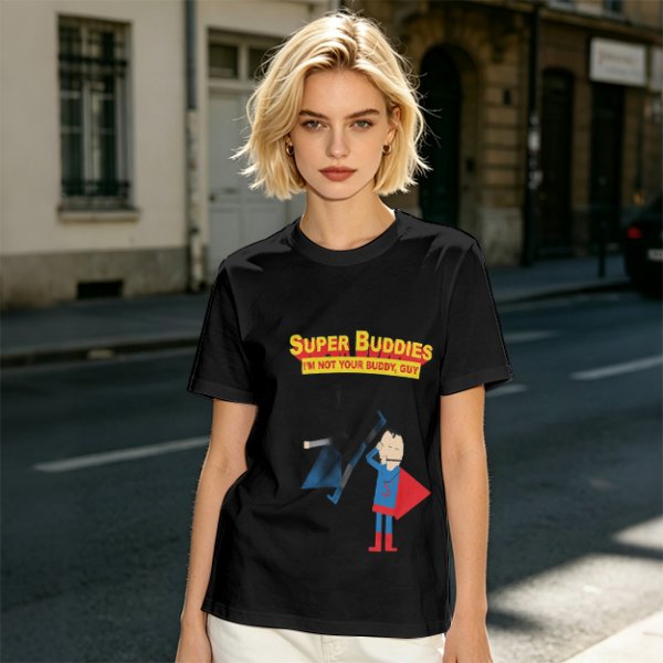 Olive T-Shirt With Super Buddies Superman Parody Print