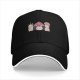 Black baseball cap with cute mushroom creature graphic print