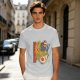 Olive T-Shirt With Ramen Bowl Graphic and Vertical Text Print