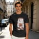 Olive t-shirt with cute cat bubble tea graphic print