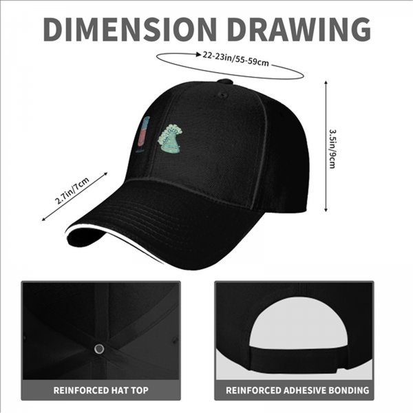 Black Baseball Cap With Cute Science Lab Beaker Print