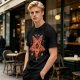 Olive T-Shirt With Pizza Pentagram Graphic Design