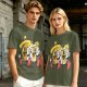 Olive T-Shirt with Cartoon Taco and Beer Graphic