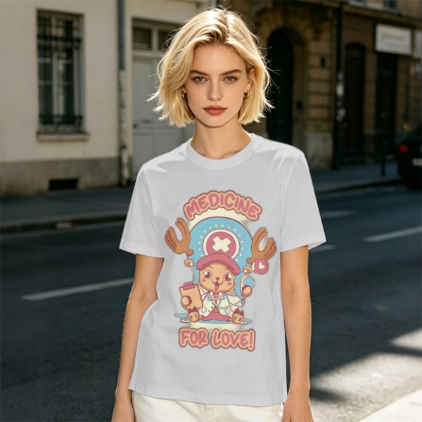 Olive T-shirt with Tony Tony Chopper 'Medicine For Love!' Print