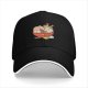 Black Baseball Cap With Cute Cat Ramen Bowl Graphic