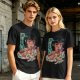 Olive anime graphic t-shirt with girl eating ramen and Japanese text