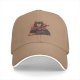 Black baseball cap with a bear holding a steaming coffee mug print