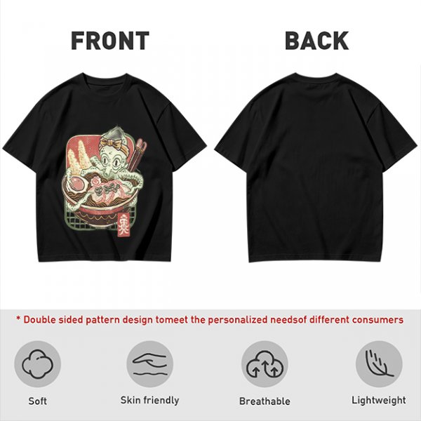 Olive T-Shirt With Octopus Chef In Ramen Bowl Graphic