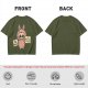 Olive T-shirt with a cute bunny monster holding You Are Great and I Believe In You signs