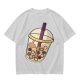 Olive T-Shirt With Halloween Themed Boba Tea Graphic