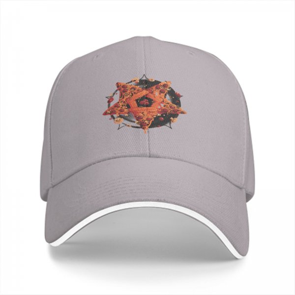 Black Baseball Cap with Pizza Pentagram Graphic