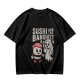 Olive t-shirt with sushi and banshee graphic print