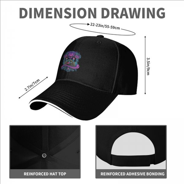 Black Baseball Cap With Fantasy Dragon And Warrior Graphic