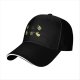 Black baseball cap with cartoon fitness avocado illustrations