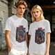 Olive t-shirt with 'I Have Trust Issues' chibi knight graphic