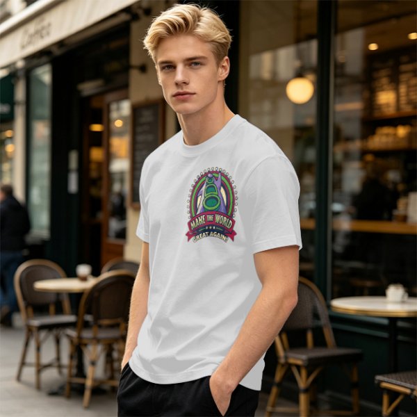 Olive T-Shirt With Make The World Great Again Space Graphic Print