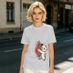Olive T-Shirt With Cute White Cat Hugging Anatomical Heart Print