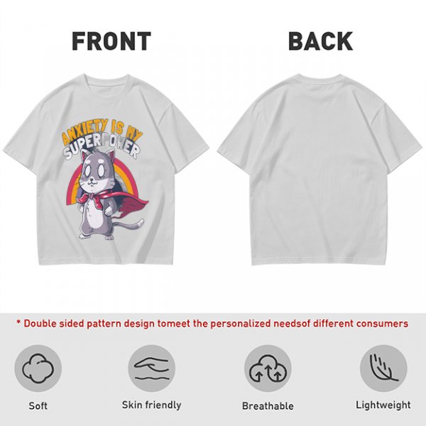 Anxiety Is My Superpower Cat Graphic T-Shirt