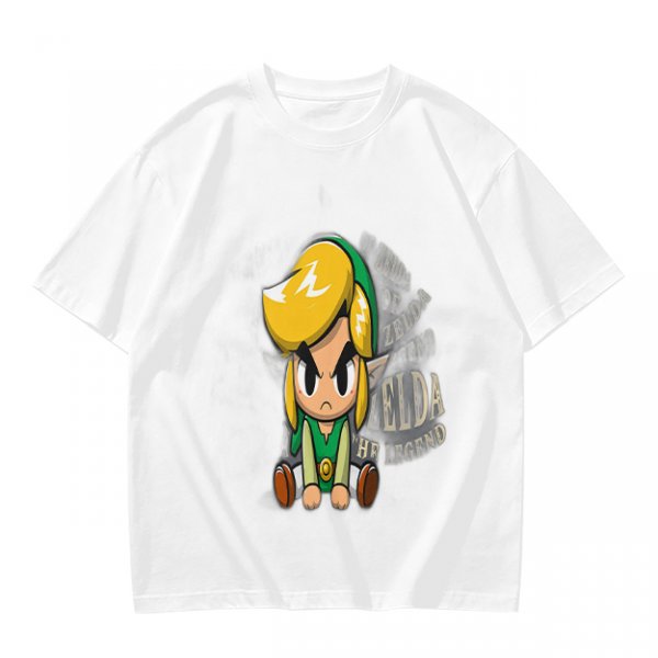 Olive T-shirt with Chibi Link from The Legend of Zelda Print
