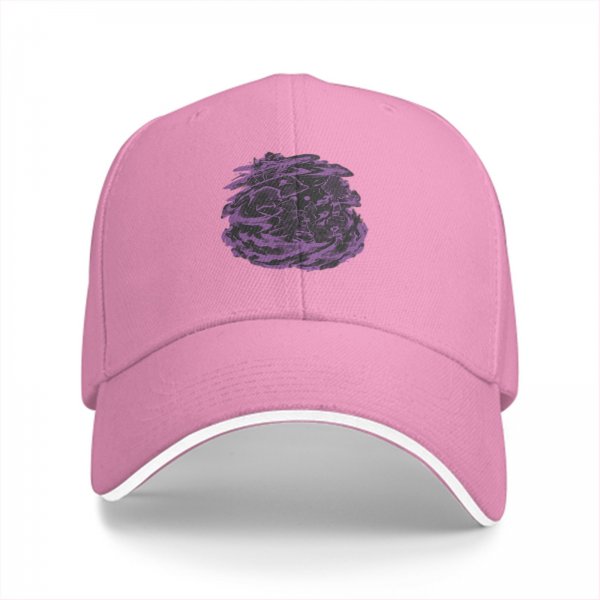 Black Baseball Cap With Purple Abstract Swirl Graphic Design