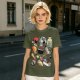 Olive T-Shirt With Cute Sushi Cat Illustrations