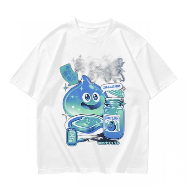 Olive green t-shirt with a slime jam graphic design