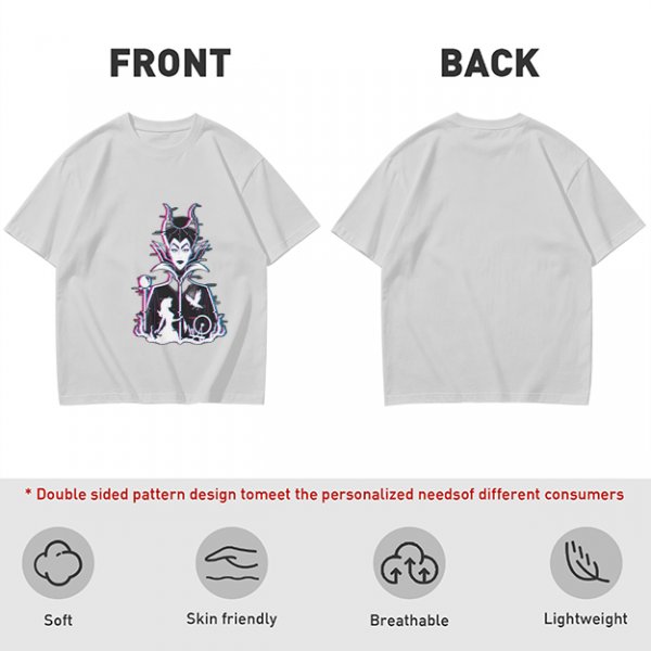 Olive T-shirt with Maleficent Glitch Art Print