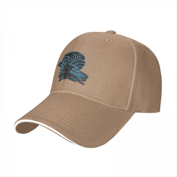 Black Baseball Cap With Water Tribe Themed Anime Graphic