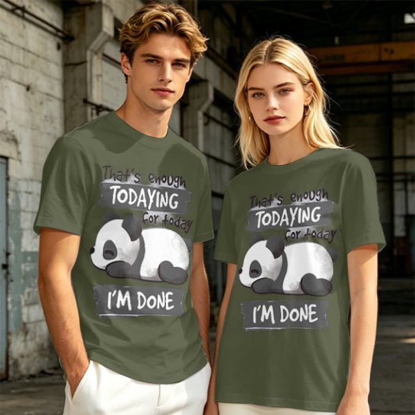Oversized Graphic T-Shirt with Tired Panda 'That's Enough Todaying For Today I'm Done'