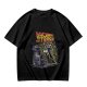 Olive graphic t-shirt with Back to the Trash raccoon design