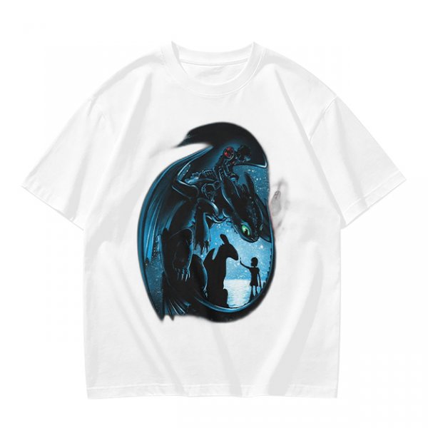 Olive T-shirt with How to Train Your Dragon Toothless and Hiccup Art