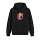 Black hoodie with grim reaper on flamingo float 'life is a beach' print